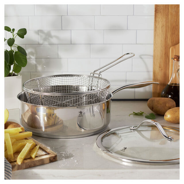 5.75 qt, Stainless Steel, Saute Pan And Deep Fryer With Lid,,large