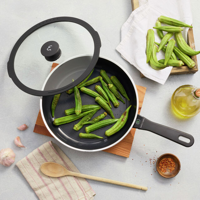 3.9 qt, Aluminum, Ceramic Nonstick Saute Pan With Lid,,large