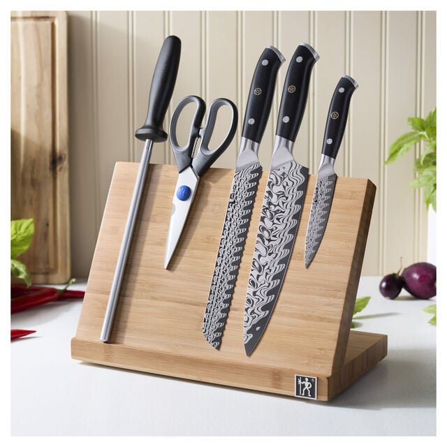 6-pc, Damascus Steel Knife Set w/Magnetic Easel,,large
