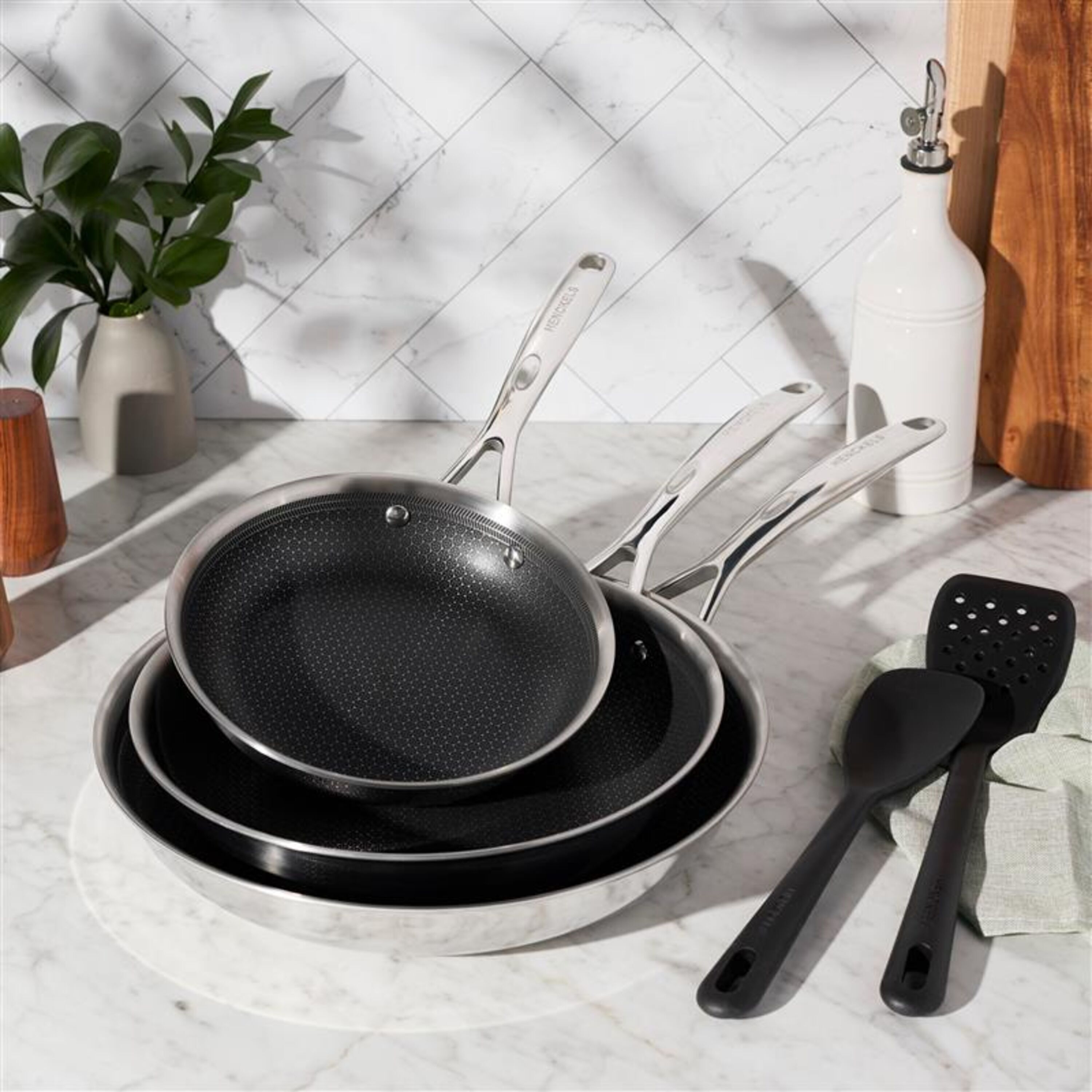 Paradigm 5-pc, Stainless Steel, Hybrid Nonstick Frying Pan Set