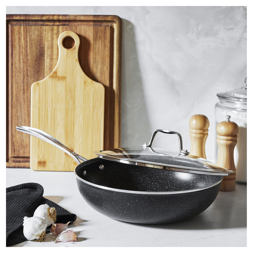 3 Piece aluminum Wok and Frypan Set,,large