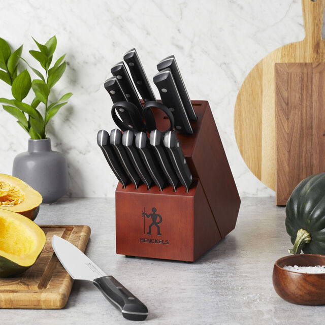 14 Piece, Knife block set, brown,,large