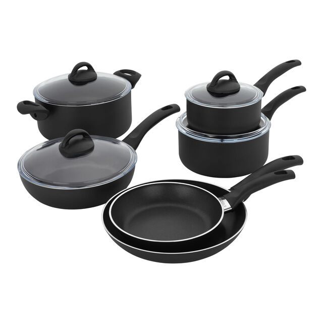 10 Piece aluminum Cookware Set - Black,,large