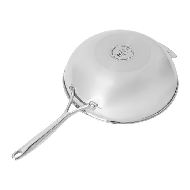 12-inch, Stainless Steel, Ceramic Hybrid Wok With Lid, Silver,,large