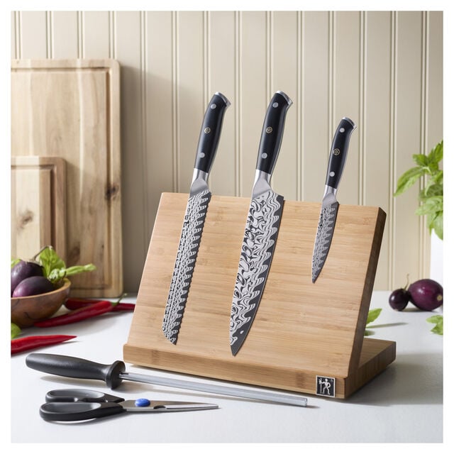 6-pc, Damascus Steel Knife Set w/Magnetic Easel,,large