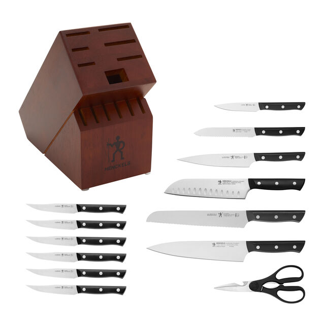 14 Piece, Knife block set, brown,,large