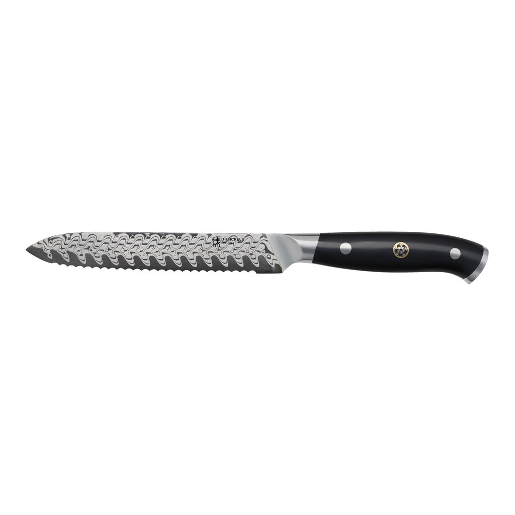 5.00 inch, Damascus Steel Serrated Utility Knife,,large