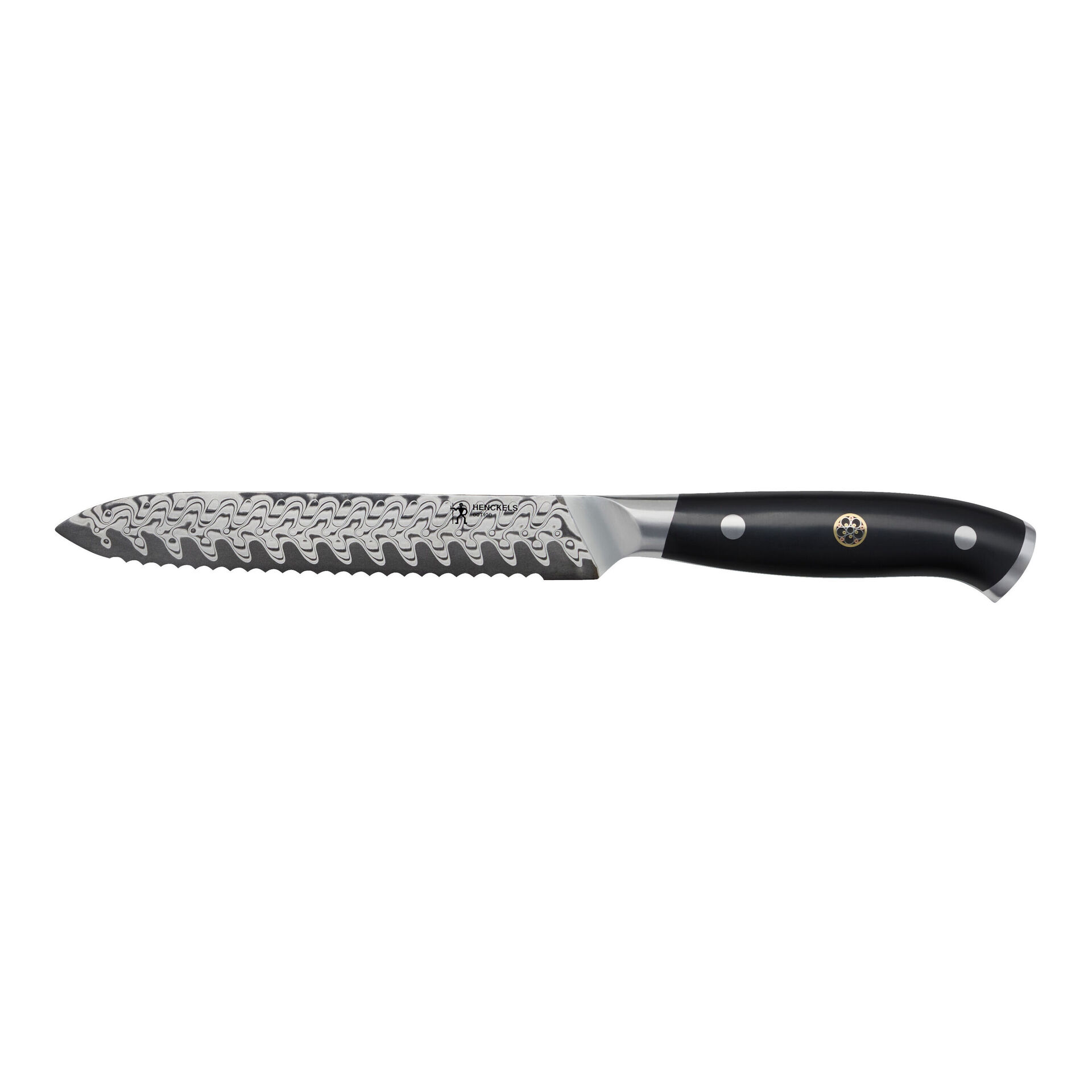 5.00 inch, Damascus Steel Serrated Utility Knife,,large
