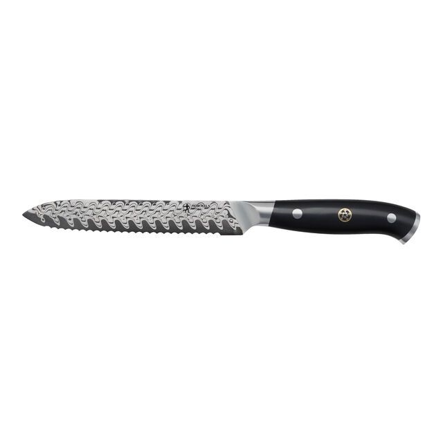 5.00 inch, Damascus Steel Serrated Utility Knife,,large
