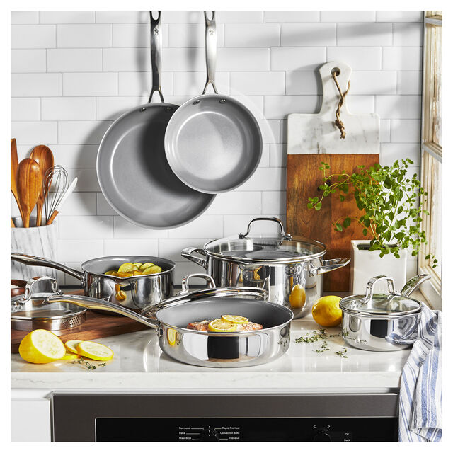 10-pc, Stainless Steel, Ceramic Nonstick Cookware Set,,large