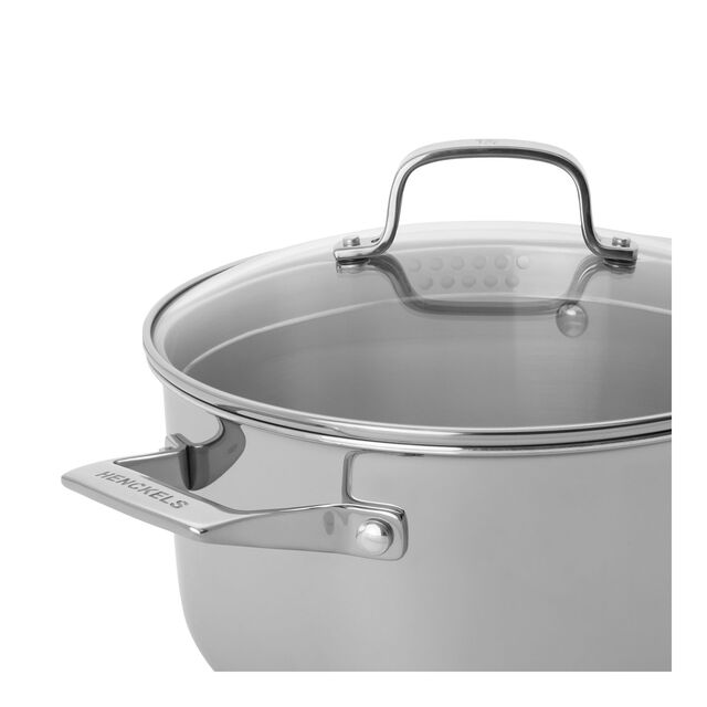 6 qt, Stainless Steel, Dutch Oven With Glass Lid,,large