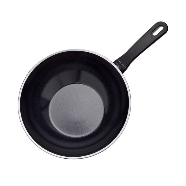 11-inch, Aluminum, Ceramic Nonstick Wok With Lid, Matte Black,,large