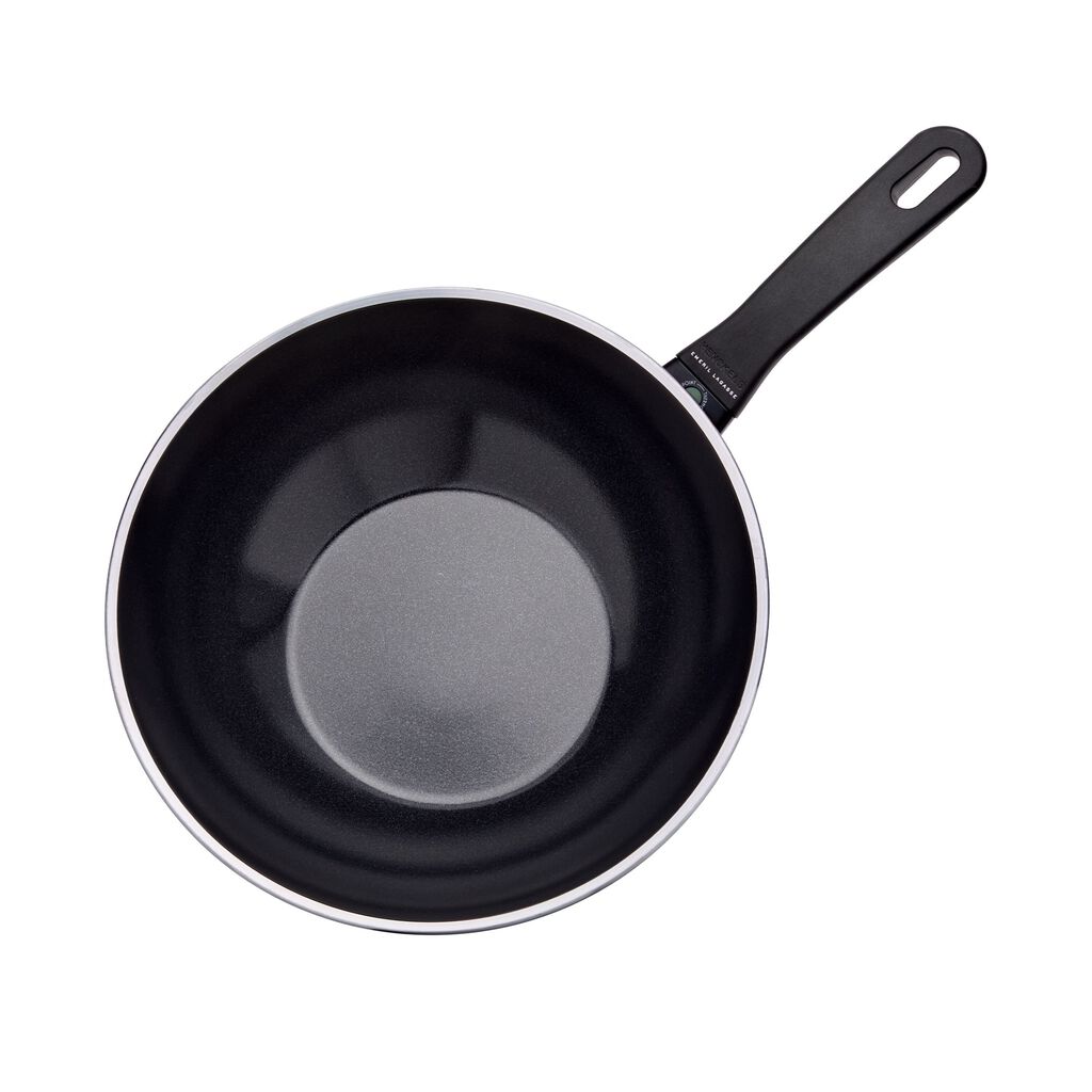 11-inch, Aluminum, Ceramic Nonstick Wok With Lid, Matte Black,,large