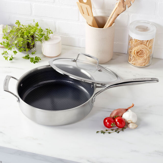 4 qt, Stainless Steel, Hybrid Ceramic Saute Pan With Lid,,large