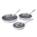 6-pc, Stainless Steel, Ceramic Hybrid Frying Pan Set With Lids,,large