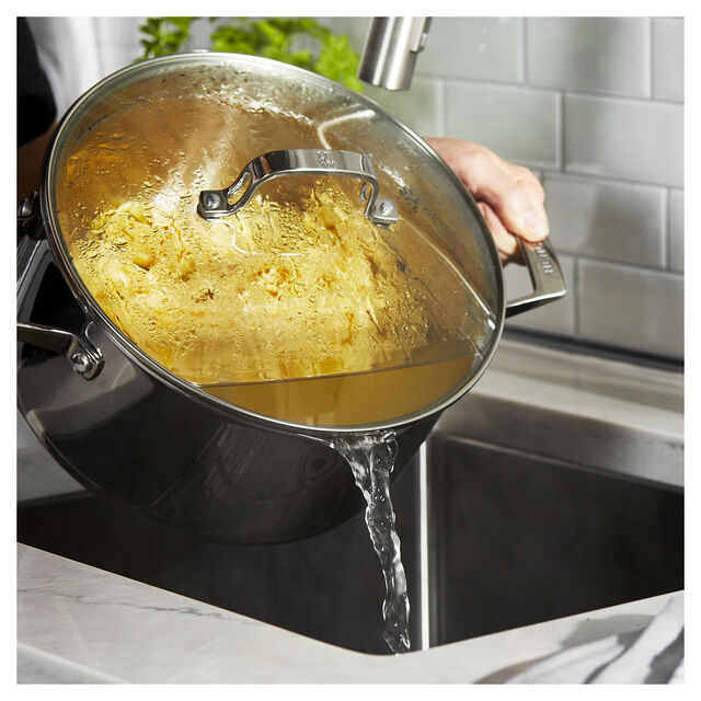 6 qt, Stainless Steel, Dutch Oven With Glass Lid,,large