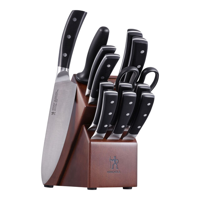 14 Piece, Knife block set, brown,,large