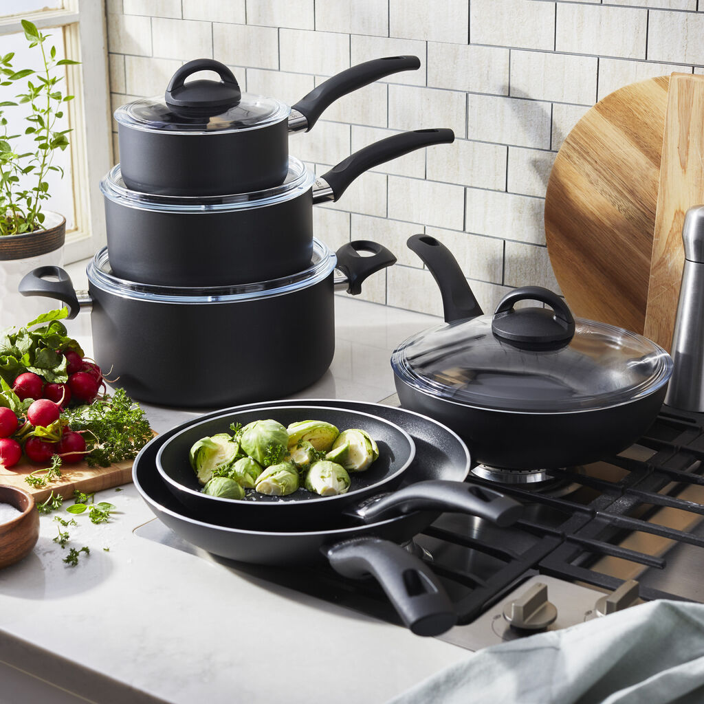 10 Piece aluminum Cookware Set - Black,,large