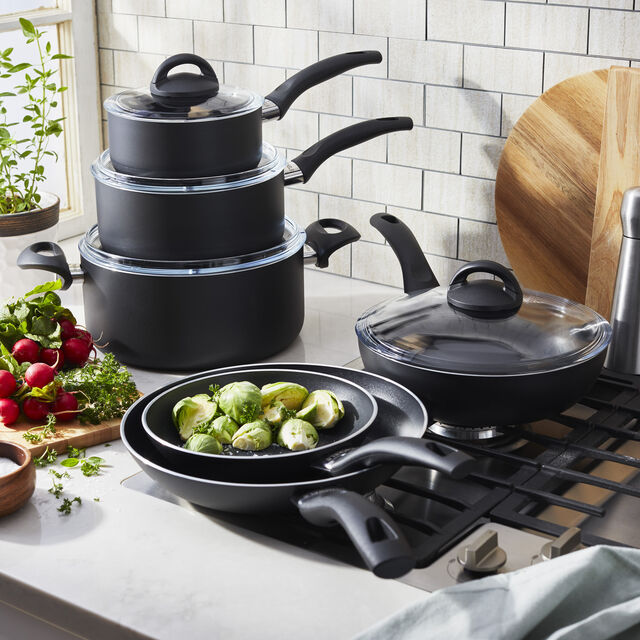 10 Piece aluminum Cookware Set - Black,,large