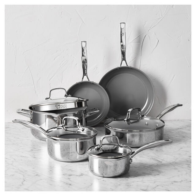 10-pc, Stainless Steel, Ceramic Nonstick Cookware Set,,large