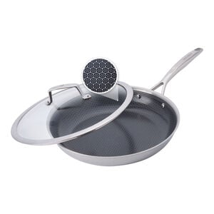 12.00 inch, Stainless Steel, Ceramic Hybrid Frying Pan With Lid