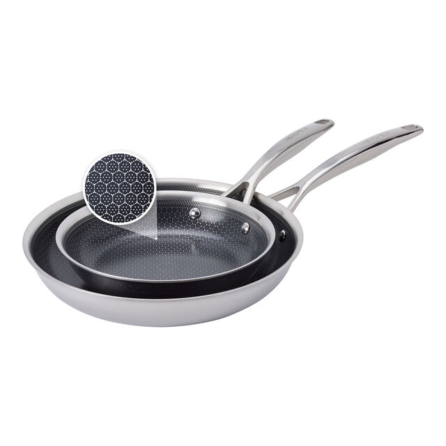 2-pc, Stainless Steel, Ceramic Hybrid Frying Pan Set,,large