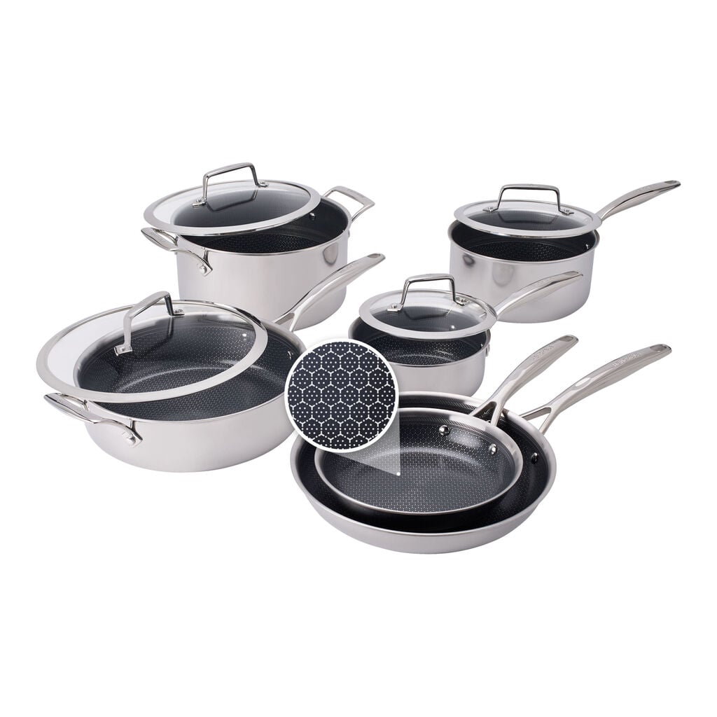 10-pc, Stainless Steel, Ceramic Hybrid Cookware Set,,large