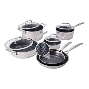 10-pc, Stainless Steel, Ceramic Hybrid Cookware Set