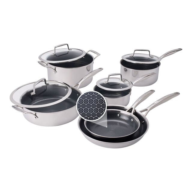 10-pc, Stainless Steel, Ceramic Hybrid Cookware Set,,large