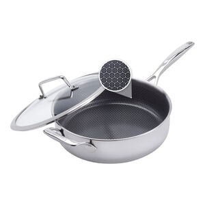 4 qt, Stainless Steel, Hybrid Ceramic Nonstick Saute Pan With Lid