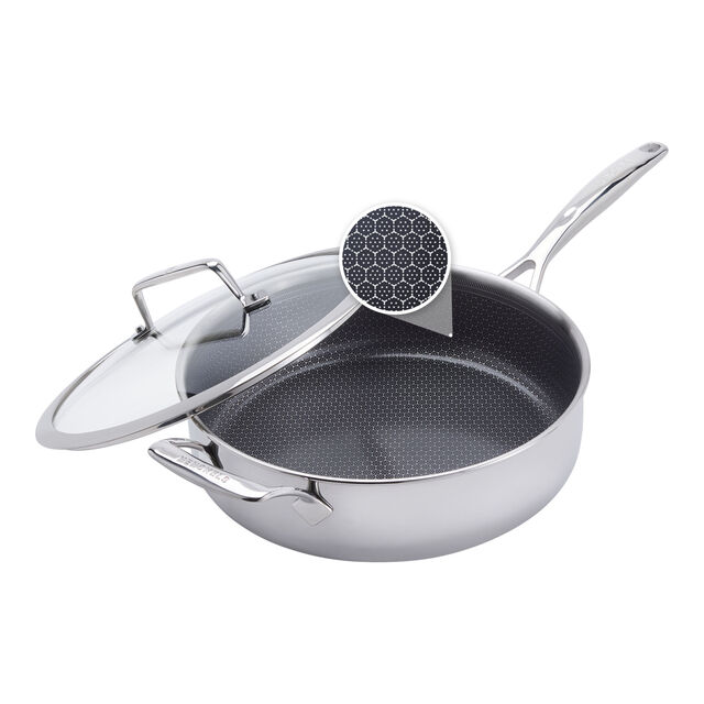 4 qt, Stainless Steel, Hybrid Ceramic Saute Pan With Lid,,large