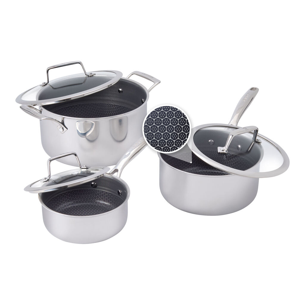 6-pc, Stainless Steel, Ceramic Hybrid Pot Set With Lids,,large